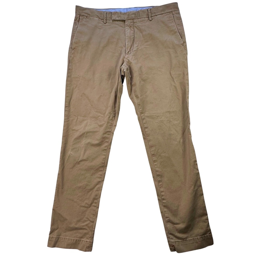 Polo Ralph Lauren 35‎ X 32 Chino Khaki Pants Slim Stretch Preppy Business Casual